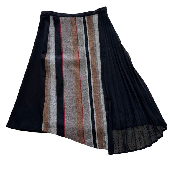 ANTHROPOLOGIE EVA FRANCO Wool and Chiffon Asymmetrical Midi Skirt Size 6 - Picture 1 of 7